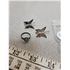 Image 2 : Butterfly Silver + Pau Paua Shell Vintage Earrings fr. Mexico + 1 Sterling Ring