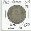 Image 1 : 1920 Narrow '0' Canada Silver 50¢