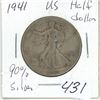 Image 1 : 1941 USA 90% Silver Half-dollar