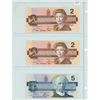 Image 1 : Lot of 3 Canada notes:  1986 $2 Crow/Bouey, AUG 6437927; 1986 $2 Crow/Bouey