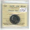 Image 1 : 2002P Canada Day 25 Cents. ICCS certified & graded MS-64.