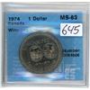 Image 1 : 1974 Nickel Dollar. CCCS certified & graded MS-63 Winnipeg Centennial.
