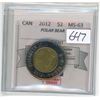 Image 1 : 2012 Toonie. CMG certified & graded MS-63 Polar Bear.