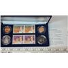 Image 2 : 1953 – 2003 Queen Elizabeth II Coronation Stamp & Coin Set. 4 Stamps & 4 Coins. Housed in its origin