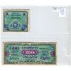 Image 1 : Lot of 2 France Allied Military Currency. 1944 5 Francs & 1944 50 Francs VF.