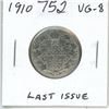 Image 1 : 1910 Silver 25 Cents. Last issue of King Edward VII. VG-8.