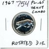 Image 1 : 1967 Centennial 25 Cents. Proof Like-65 with Heavy Cameo. Coin also has a Rotated Die.