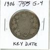Image 1 : 1906 Silver 50 Cents. Key Date. Mintage of 350,000. G-4.