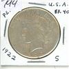 Image 1 : U.S. 1922S Peace Silver Dollar. San Francisco Mint. EF-40.