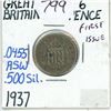 Image 1 : Great Britain. 1937 Silver 6 Pence. First year of issue for King George VI. VF.
