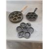 Image 1 : Vintage Aebleskiver pan x 2 and 1 cast iron heart star pan