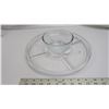 Image 2 : Heavy glass serving tray with dip bowl (Hors D'Oeuvres tray)