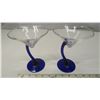 Image 1 : 2 martini glasses with navy blue stems