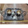 Image 1 : silver set -tray, salt, pepper, cream, sugar