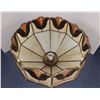 Image 3 : Vintage, Beautiful stained glass style, ceiling light - Beige & Black accents - 1ft 6" W x 1ft 1" H 