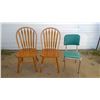 Image 1 : Lot of Dining Chairs (2) and Vintage Green Chair, some wear