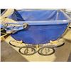 Image 4 : Vintage Baby Carriage; blue, one wheel broken
