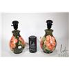 Image 1 : Pair of Moorcroft Coral Hibiscus glazed pottery table lamps, each 8" in height