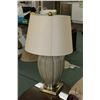 Image 1 : Pair of modern glazed pottery table lamps with shades. Note: Not available for shipping. Local picku