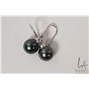 Image 2 : 14kt white gold earrings with bezel set 0.03 diamond accents and 10mm matched black pearls