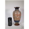 Image 1 : Antique Doulton Slater glazed stoneware and handpainted baluster vase, with incised number 4461, 12"
