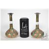 Image 1 : Pair of antique Doulton Slater, glazed stoneware and hand painted bud vases numbered 6434, 7" in hei