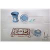 Image 1 : Selection of smal cabinet pieces including double inkwell with hand painted decoration and one origi
