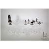Image 1 : Selection of unsigned crystal stemware plus silver plate shakers, mustard pot, open salt and sugar c