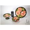 Image 1 : Three pieces of Moorcroft Coral Hibiscus glazed pottery including footed comport 7" in diameter, 10 