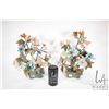 Image 1 : Two vintage "Jade" trees with semi-precious stone flowers and leaves, each approximately 13"-14" in 