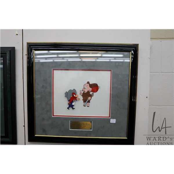 Yosemite Sam and Elmer Fudd production cell with The Art of Animation Galleries COA, overall dimensi