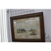 Image 1 : Antique watercolour in carved oak frame of a coastal farming scene, signed by artist Louis Kinney Ha