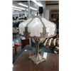 Image 1 : Antique heavy cast Nouveau style table lamp with slag glass shade