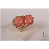 Image 1 : Ladies 14kt yellow gold, coral or coral like gemstone, ring sized 5