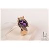 Image 1 : Ladies tested 14kt yellow gold ring set with marquise cut amethyst gemstone and accent diamond, size