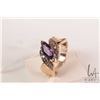 Image 2 : Ladies tested 14kt yellow gold ring set with marquise cut amethyst gemstone and accent diamond, size