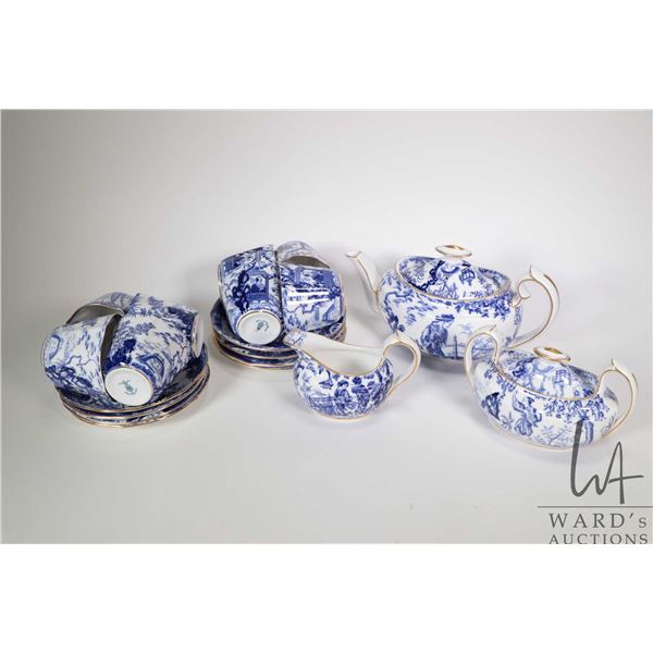 Royal Crown Derby "Mikado" bone china tea service including tea pot, cream, lidded sugar and eight s