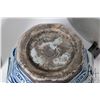 Image 3 : Three pieces of Oriental blue and white pottery including 12" charger, dragon motif bowl with applie