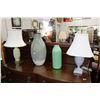 Image 1 : Two glazed china table lamps plus a large 22" decor vase and a smaller 15" vase