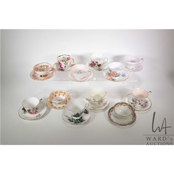 Twelve china cups and saucers including Paragon, Foley, Colclough, Addersley, Queen Anne, Royal Vale