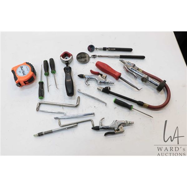 Selection of Snap-On tools including O-ring picks, punch holder, tire inflater, air blower, mirror,