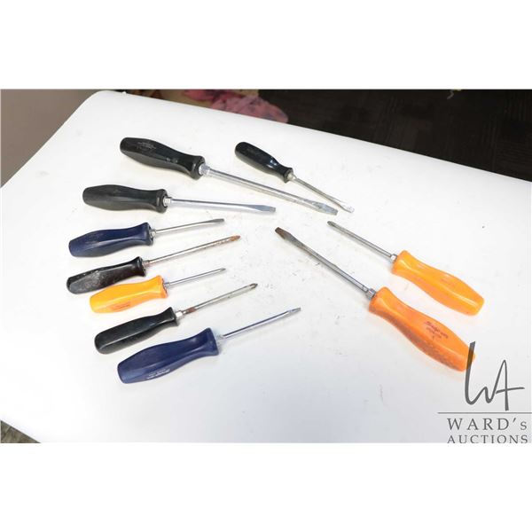 Selection of ten assorted Snap-On screwdrivers