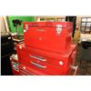 Image 1 : Beach tool box 21" X 9" X 11 1/2" high, with three drawers and upper tray plus a two drawer extensio