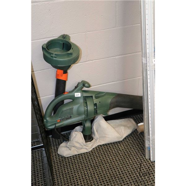 Black & Decker leaf blower/ vacuum and a Mastercraft small compressor, both working at time of catal