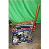 Image 1 : Mastercraft work station stand, large power tool cart, wall mount tool storage plus axe, shovel and 