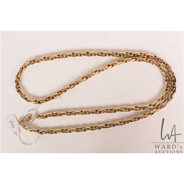 14kt yellow gold fancy link necklace, 27" in length. Retail replacement value $5,000.00