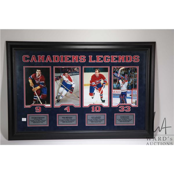 The Canadiens Legends framed photographics prints including Maurice Richard, Jean Beliveau, Guy LaFl