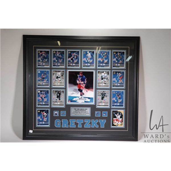 Framed Wayne Gretzky "99" The Great One Career Commemoratives" including collage of Dynamics cards 1