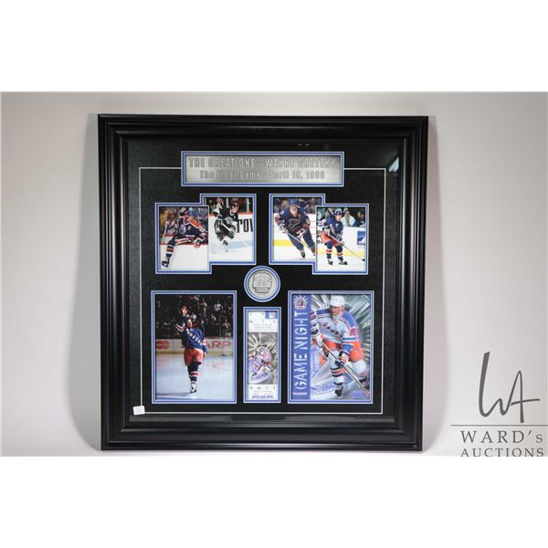 Framed collage of Gretzky photographic prints "The Final Game" Rangers vs Pittsburgh April 18, 1999"