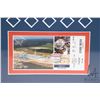 Image 4 : Framed Mark Messier Tag Lim print, two hockey cards and an Edmonton vs Phoenix game ticket. Note: No